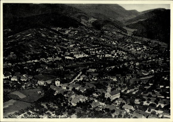 Postcard Ohlsbach near Offenburg Baden, aerial photograph