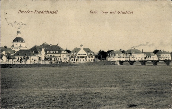 Postcard Dresden Altstadt Friedrichstadt, Municipal Livestock and Slaughterhouse
