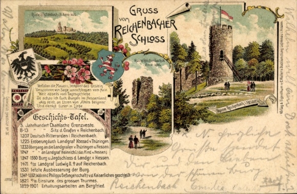 lito Hessich Lichtenau w dzielnicy Werra Meißner, zamek Reichenbacher, herb