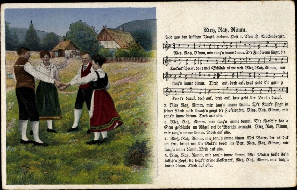 liedje Ak Mückenberger Hilmar, Rietz Ratz Rimm, dansers in boerenkostuums