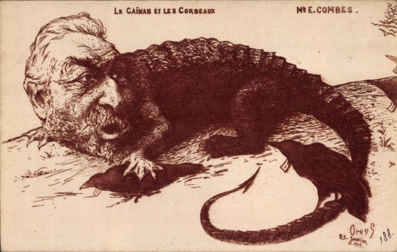 Artist Postcard Orens, Émile Combes as crocodile, caricature