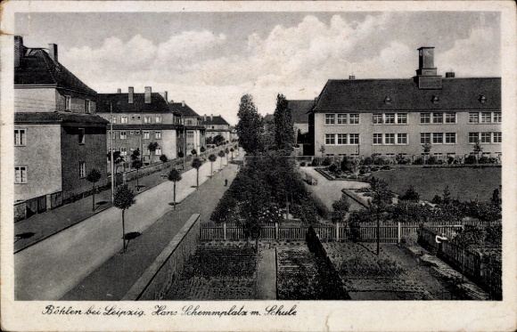 Postcard Böhlen in the district of Leipzig, Hans Schemmplatz, School