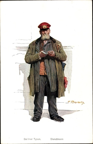 Artist PC Bersch, F., Berlin types, service man, city type