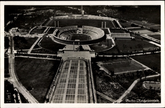 Postcard Berlin Charlottenburg Westend, Reichssportfeld, aerial photograph