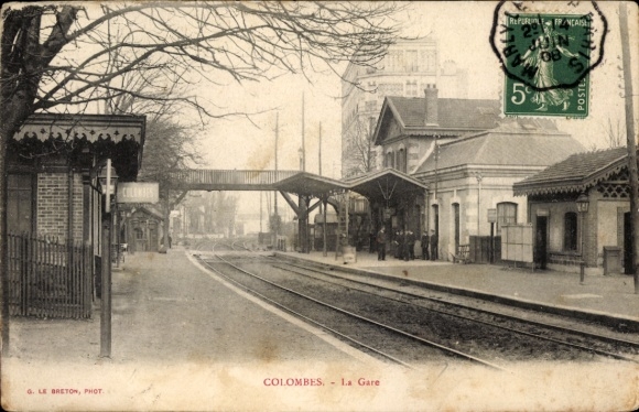 Postcard Colombes Hauts de Seine, station track side