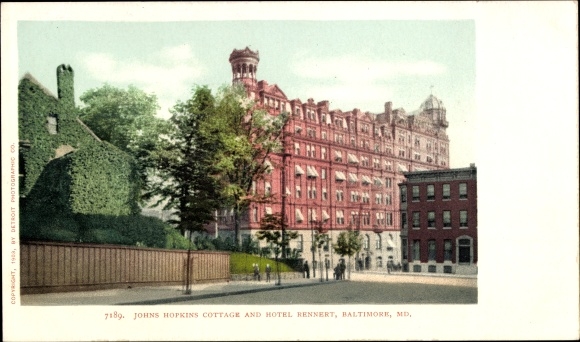 Briefkaart Baltimore Maryland de VS, Johns Hopkins Cottage, Hotel Rennert