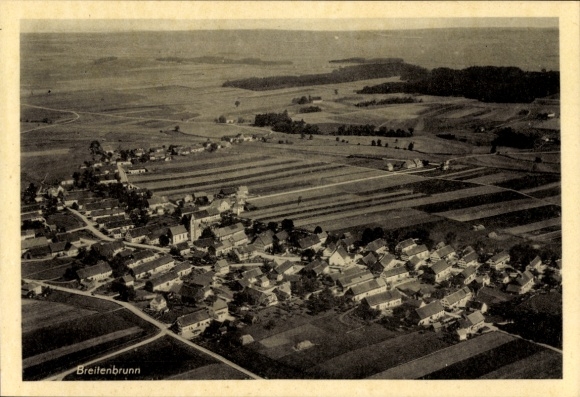 Postcard Breitenbrunn Swabia Unterallgäu, aerial photograph