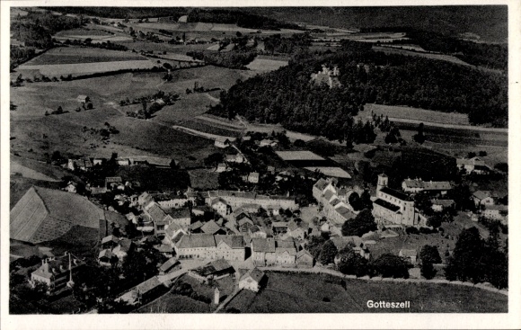 Postcard Gotteszell in Lower Bavaria, aerial photograph