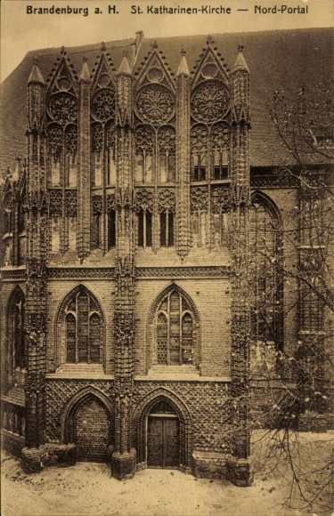 Postcard Brandenburg an der Havel, north portal of St. Katharinenkirche