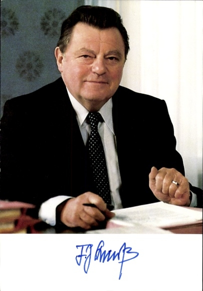 PC politician Franz Josef Strauß, portrait, autograph