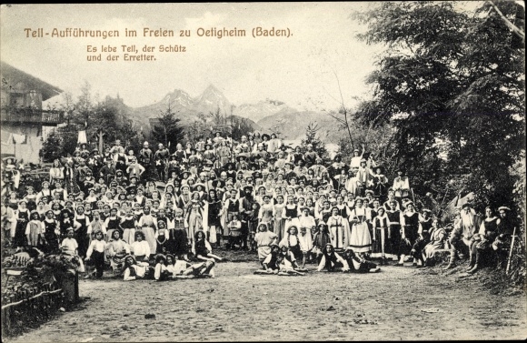 Postcard Ötigheim district of Rastatt in the Black Forest Baden Württemberg, Tell performances, open-air theater
