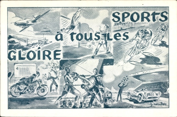 Artist Postcard Sports, Football, Boxing, Motor Racing