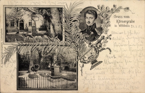 Postcard Wöbbelin in Mecklenburg, Körner grave, writer Theodor Körner