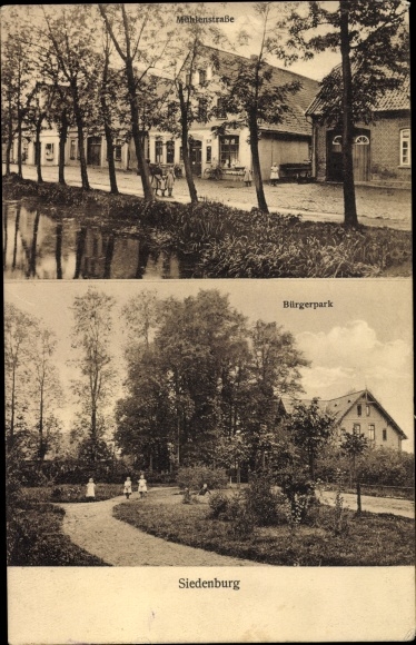 Postcard Siedenburg in Lower Saxony, Mühlenstraße, Bürgerpark