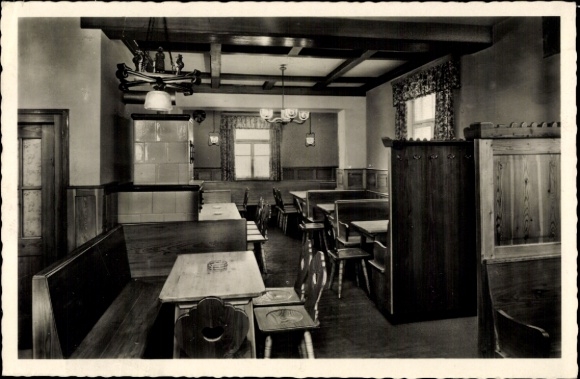 Postcard Pommelsbrunn in Middle Franconia, Bahnhof Hotel, owner Wilhelm Lutz, Restaurant