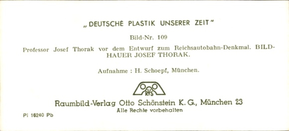 Stereo image photo "German Sculpture of Our Time", No. 109 Sculptor Josef Thorak before design