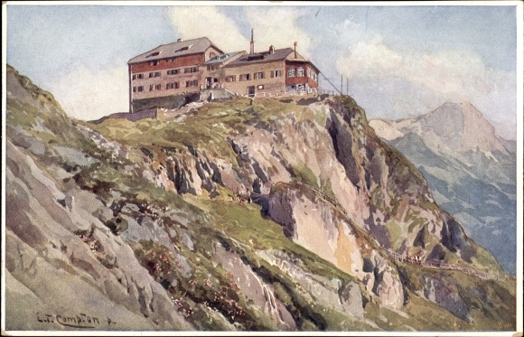 Artist PC Compton, Edward Theodore, Ramsau near Berchtesgaden, Watzmannhaus, view from below