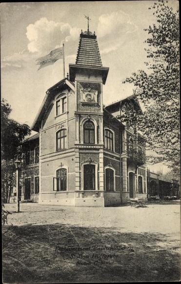 Ak Wingst in Niedersachsen, Etablissement Waldschlösschen, Inh. G. Möller, Höftgrube