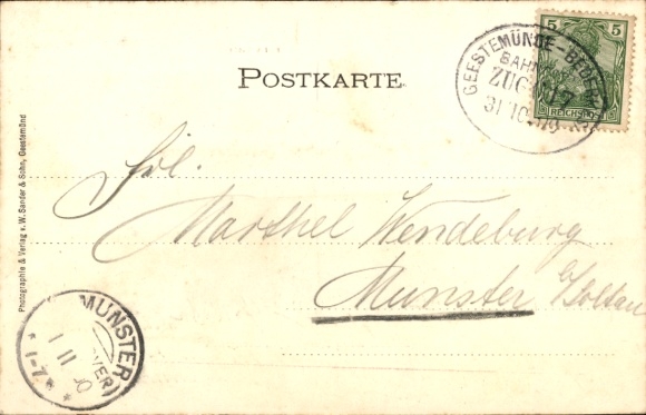 Passepartout Postcard Drangstedt Geestland, climatic health resort Bella Vista, owner Louis Homfeld jr., forester's house