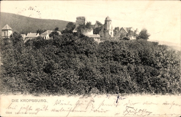 Ak Sankt Martin in der Pfalz, Kropsburg, Burg auf einem Hügel, umgeben von Bäumen,  Architektur