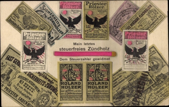 Postcard My last tax-free match, dedicated to the taxpayer, Roland Hölzer, priest Hölzer