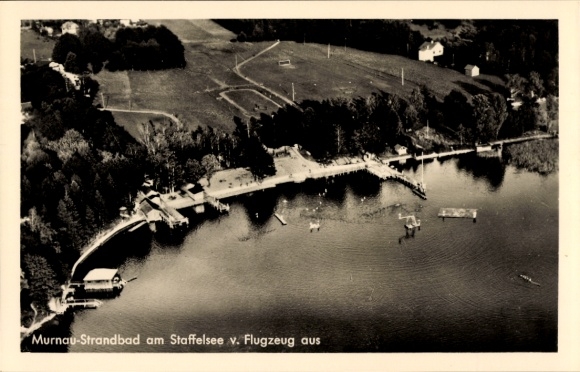 Murnau beach on Lake Staffelsee, aerial photograph