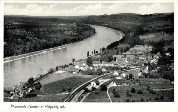 Postcard Rheinweiler Bad Bellingen in Baden, aerial photograph