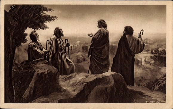 Postcard Passion Play Oberammergau 1922, going to Jerusalem