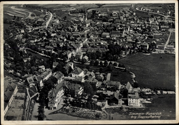 PC Simmern in the Hunsrück, view of the place, aerial photo