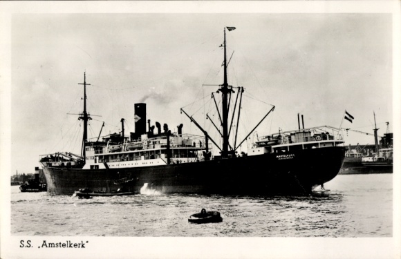 Postcard cargo ship SS Amstelkerk, Holland West Africa Lijn, HWAL