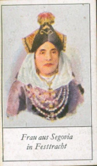 Sammelbild Die Völker Europas, Ein Beitrag zur Rassenkunde, 19 Frau aus Segovia in Festtracht