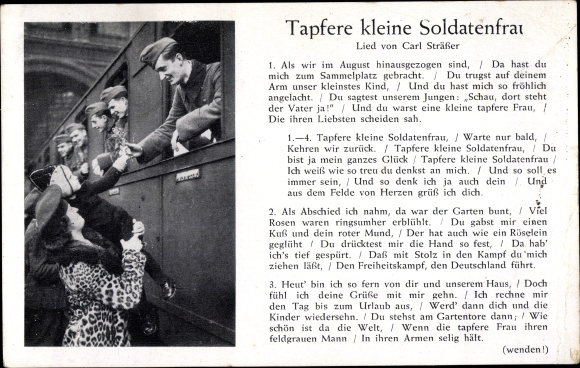 Song Postcard brave little soldier&#39;s wife, Carl Sträßer, German Wehrmacht