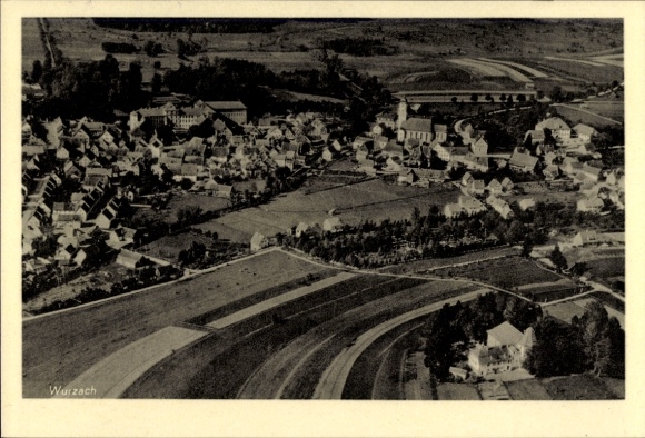 Postcard Bad Wurzach in Upper Swabia, aerial photograph