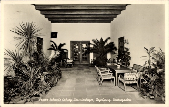 Postcard Vogelsang Zehdenick in der Mark, Feane-Schwede-Coburg-Beamtenlager, Vogelsang. Winter garden