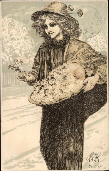 Artist PC Klinger, Max, Leipzig in Saxony, Marguerite Day 1911, Meissner &amp; Buch