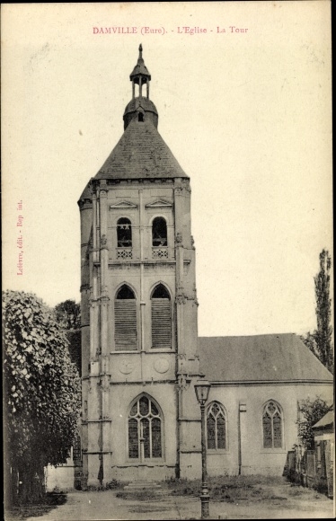 Postcard Damville Eure, The Church, The Tower