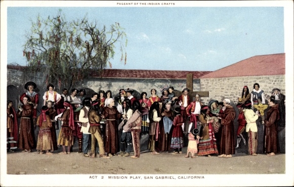 Postcard San Gabriel California USA, Mission Play