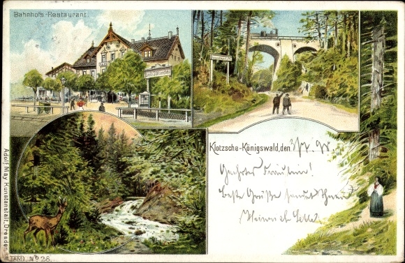 Chromo-Litho Dresden Klotzsche Königswald, station restaurant