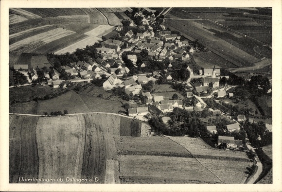 Postcard Untertinningen Dillingen an der Donau, aerial photograph