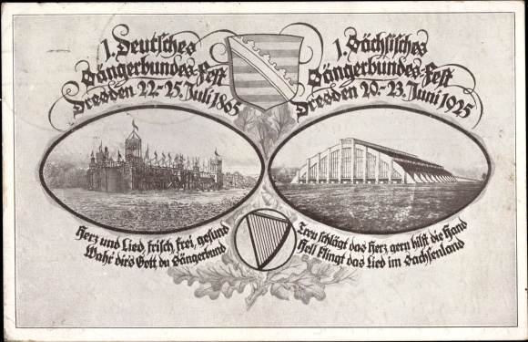 PC Dresden center old town, song festivals, 1. German 1865, 1. Saxon 20.-23.06.1925