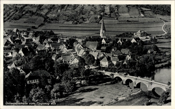 Postcard Untermünkheim am Kocher Baden Württemberg, aerial photograph