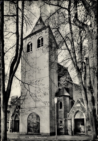 Postcard Osterath Meerbusch, Catholic parish church, bell tower