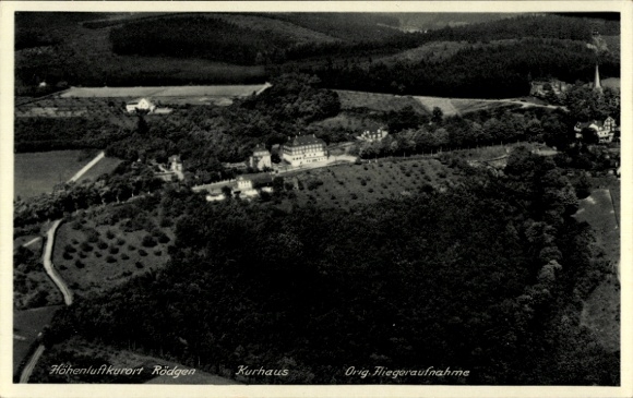 Postcard Rödgen Obersdorf Wilnsdorf in Siegerland, Kurhaus, aerial photograph