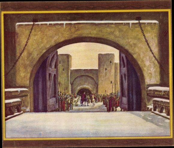 Collection picture Das Nibelungen-Lied, IV. Frieze, How Mrs. Kriemhilde came to the Huns, 3rd partial picture