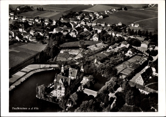 Ak Taufkirchen an der Vils Oberbayern, Fliegeraufnahme
