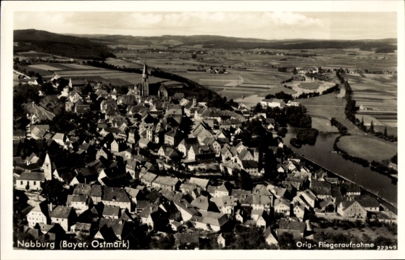 Postcard Nabburg in the Upper Palatinate, aerial photograph