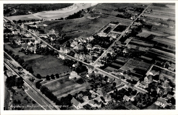 Postcard Hochzoll Augsburg in Swabia, aerial photograph