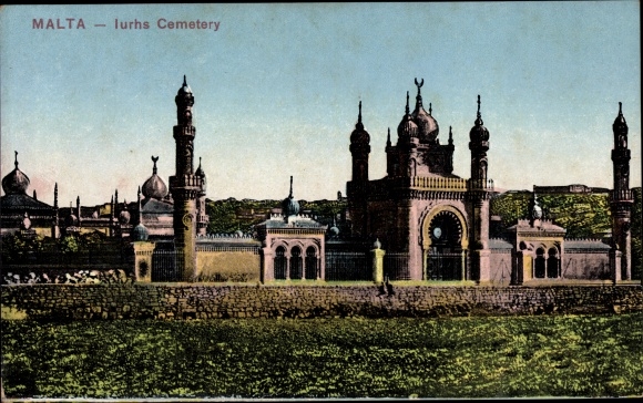 Postcard Malta, Iurhs Cemetery, Cemetery