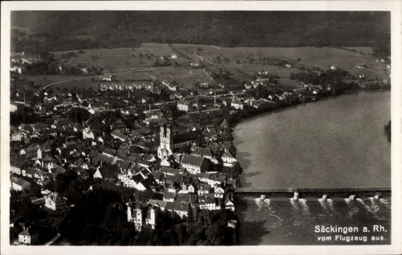 Postcard Bad Säckingen am Hochrhein, aerial photograph