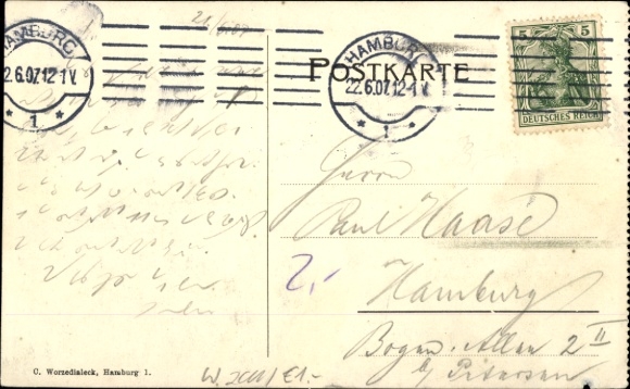 Postcard Hamburg Mitte Neustadt, Kersten Miles Bridge, Bismarck Monument